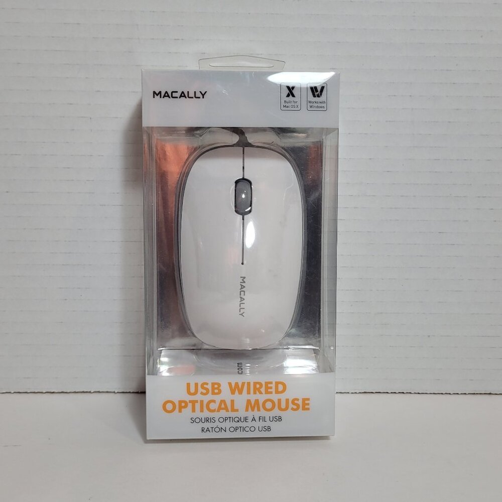 Macally 3 Button Optical USB Wired Mouse for Mac and PC New